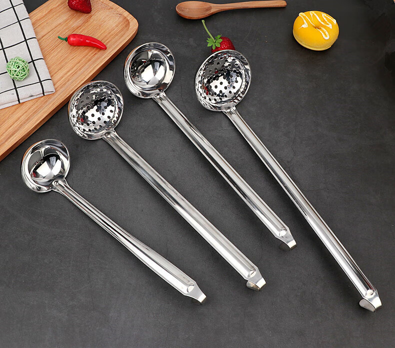 Caitang Thickened Stainless Steel Hooked Soup Ladle Long Handle Soup Spoon Hanging Soup Ladle Small 7CM Jingcang 4
