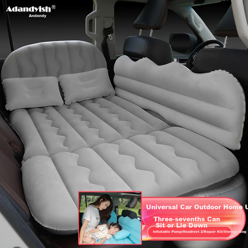 Adandyish Storage Bench Three-Sevenths Car Inflatable Bed, Car Sleeping Pad, Rear Seat Travel Mattress, Gray