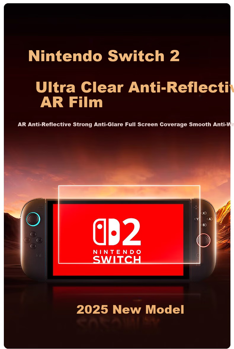 LANGLING [AR Anti-Glare | Instant Application Tool] Compatible with Nintendo Switch 2 Tempered Glass Screen Protector, Nintendo Switch 2 HD Anti-Glare Full Coverage Anti-Fingerprint Protective Film 1