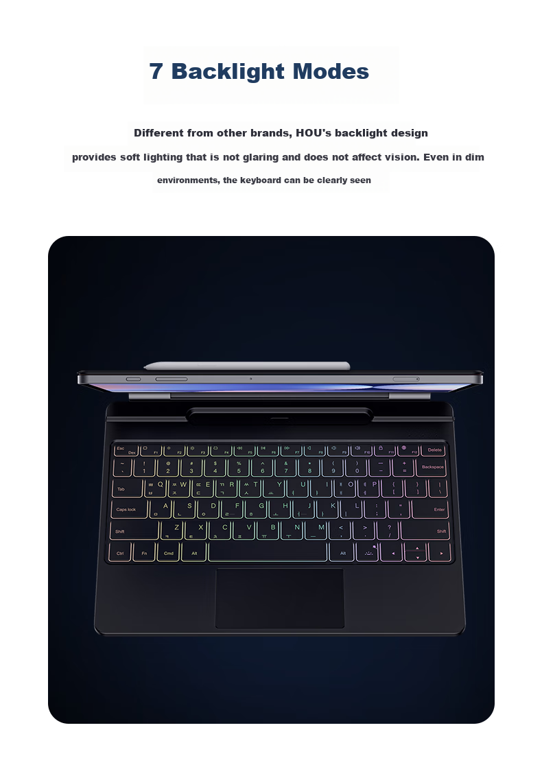Houhou Three-Star Tablet Magic Control Keyboard Protective Case Integrated Bluetooth Keyboard Compatible with Samsung Tab S10+/S9+/S9FE+/S8+/S7+, 12.4-Inch, Black 10