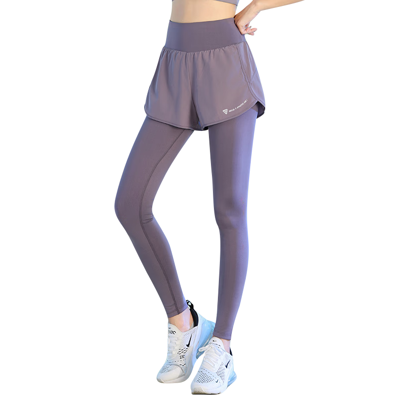 Baisirong High-Elasticity Training Pants, Faux Two-Piece Sports Long Pants, Professional Athletic Running Pants for Women, Tight Compression Base Layer Pants