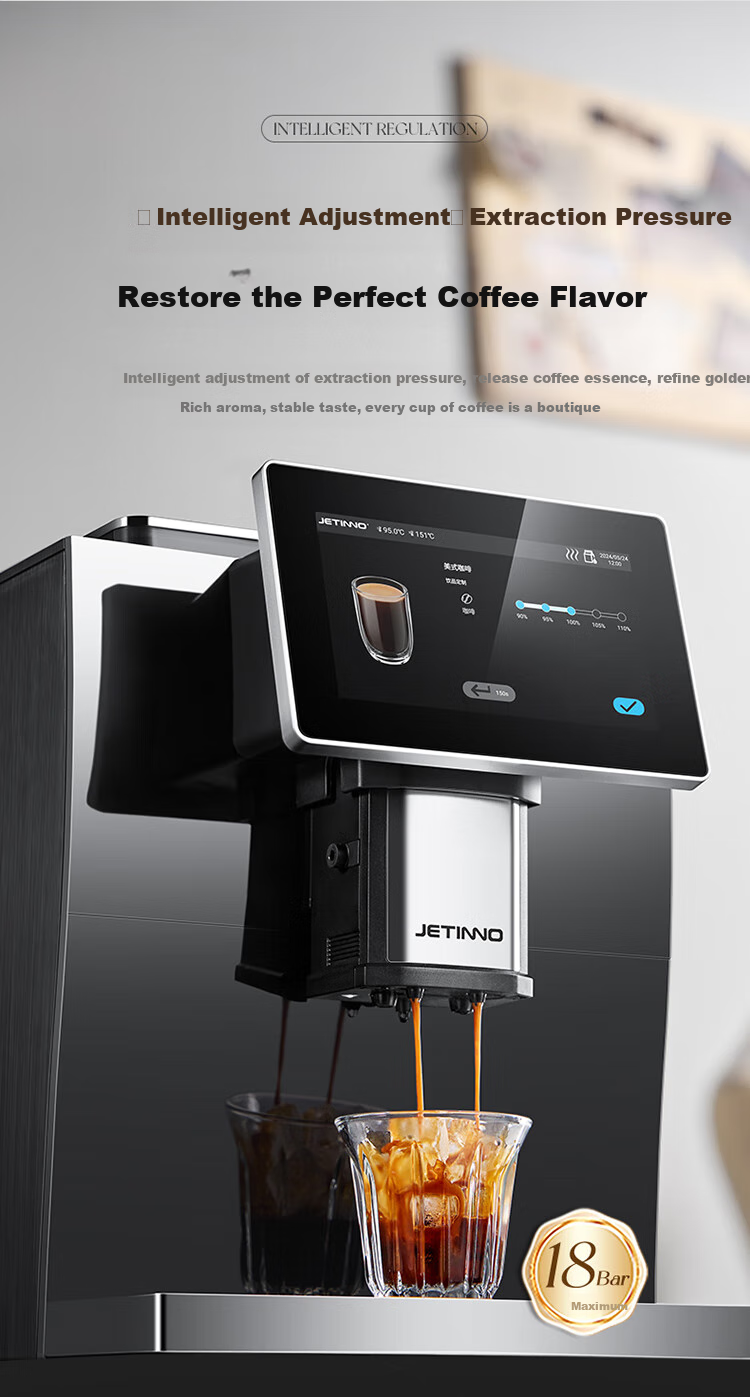 Jinu (Jetinno) [7-Day Trial] Fully Automatic Coffee Machine for Home And Office Use with Integrated Grinding (64mm Flat Blade), Dual Boiler, Self-Cleaning JL15 (20g Ground Coffee Container) 15