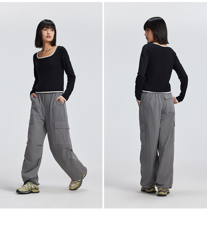 Meters Bonwe Women's New U-Neck Contrast Trim Fashionable Comfortable Base Layer Sweater 12