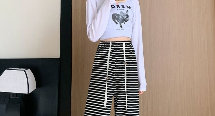 Shiduo Maternity Pants Spring Autumn Wide-Leg Striped Loose Plus Size Leggings Casual Pants Autumn XL 43
