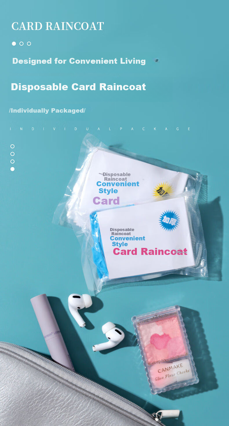 BWNK 5-Pack Card-Style Rain Ponchos, Disposable Portable Mini Compressed Raincoats, Outdoor Travel Rain Capsules That Don't Take Up Space 1