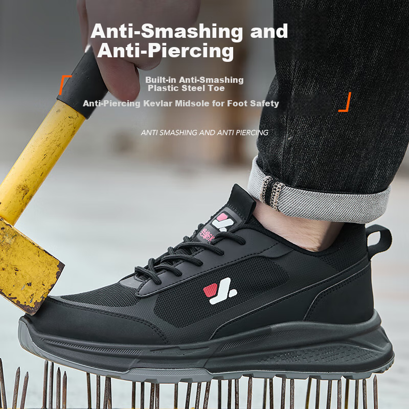 Jiuzhou Wolf Warrior Safety Shoes Anti-Smash Anti-Puncture Metal-Free Security Inspection Insulated 6kV Protective Ultra-Light Comfortable Summer Breathable Plastic Steel Toe Solid Sole Model 6126 [Ji