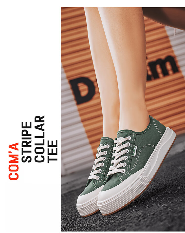 Warrior Official Women's Shoes, 2025 Summer Simple Canvas Shoes, Versatile Sneakers for Female Students, Sports Casual Shoes, Olive Green, Size 40 17