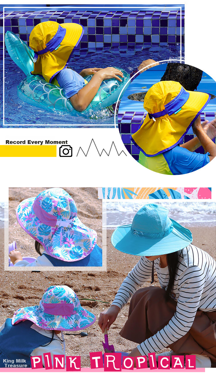 SUNDAY AFTERNOONS Kids Sun Protection Hat Baby Outdoor Beach Wide Brim Fish Tail Sunshade Hat Coral Pink M 17
