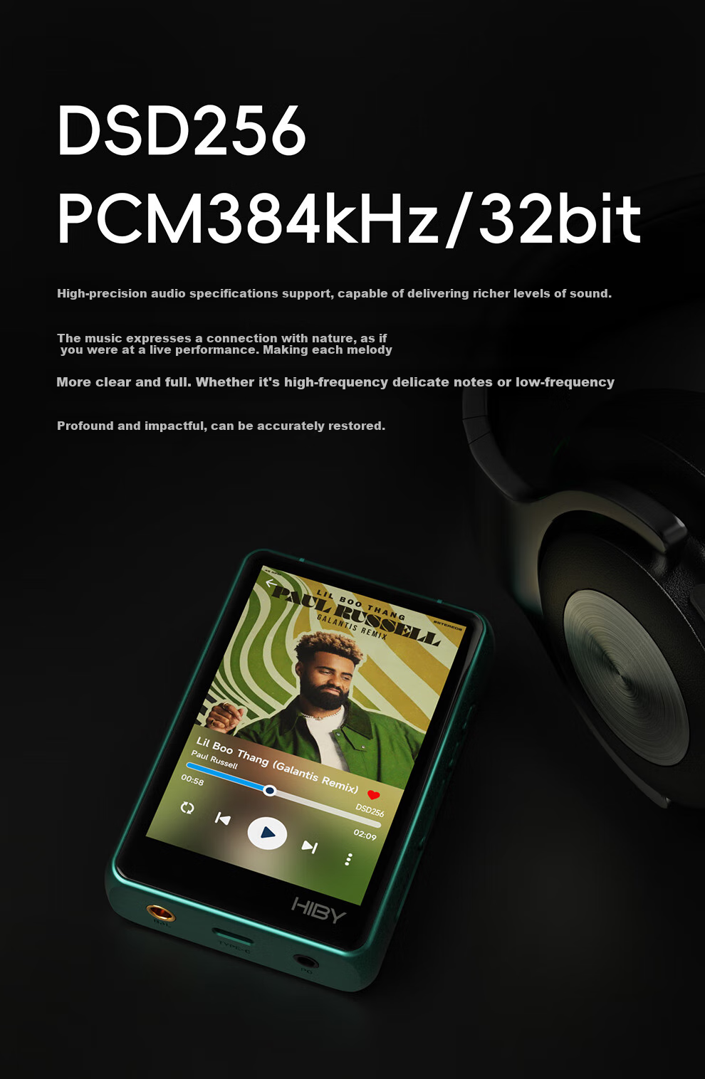 HiBy R3ProII Lossless Music Player, Pure Sound MP3, High-Definition HIFI Hard Decoding DSD, Portable Voice-Activated Player, Black Gift 15