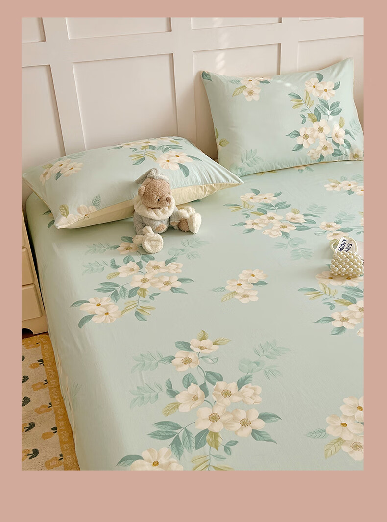 Hodo Pure Cotton Bed Sheet Single Piece, 100% Xinjiang Cotton, Thick Bed Cover for Student Dormitory, Gardenia Pattern, 160*230cm 6