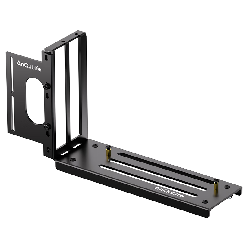 ANQULIFE GPU Extension Cable Vertical Mount Bracket Universal Adjustable Stand Computer Case Metal Multi-Function Screw-Fixed Black - AQ-A602