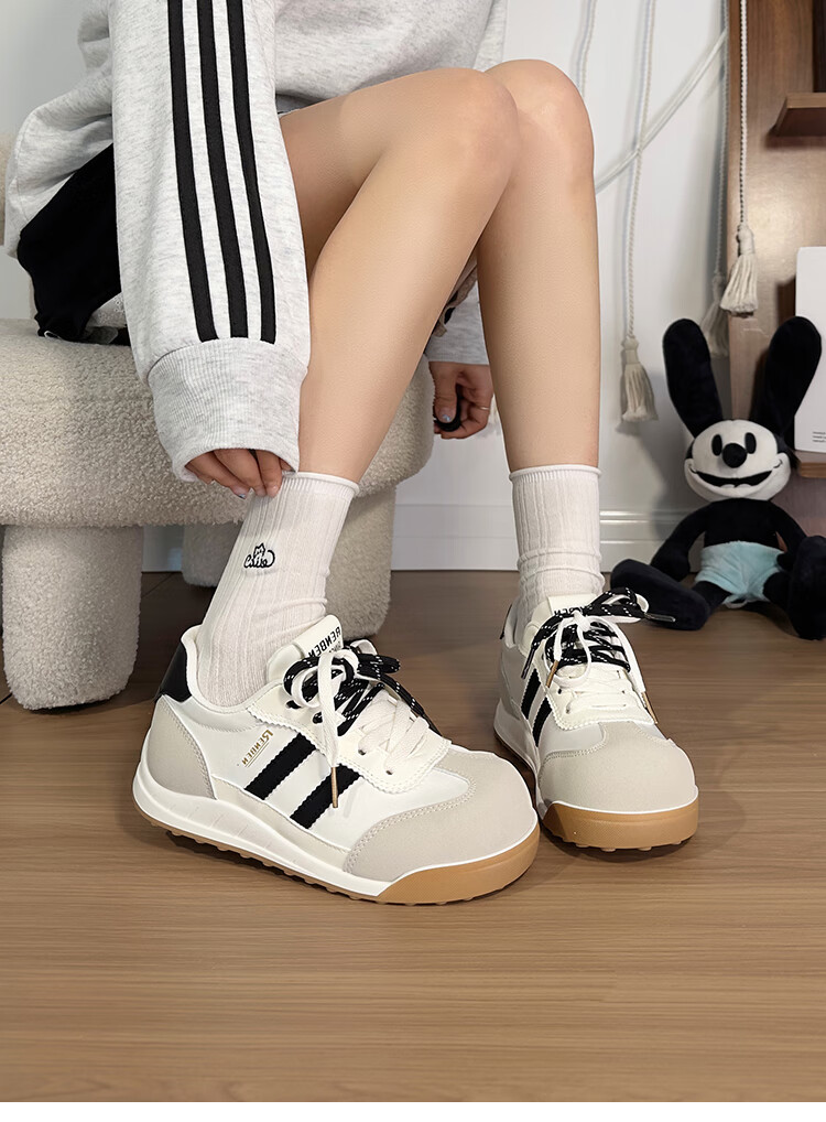 RENBEN Versatile German Training Shoes for Women, 2025 New Casual Shoes, Women's Sneakers, White Black Gray, Size 39 (Runs Small by Half Size) 4