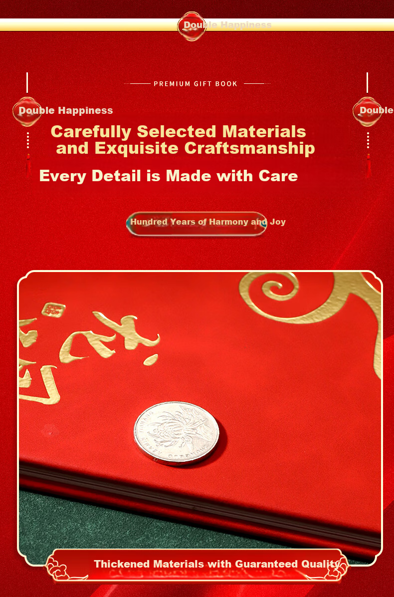 Jinyi Wedding Guest Book, Housewarming Gift Book, Birthday Celebration Book, Full Moon Registration Book, Complete Wedding Supplies, Social Gift Ledger, "Wujia Youxi" (Leather Guest Book) A4 10