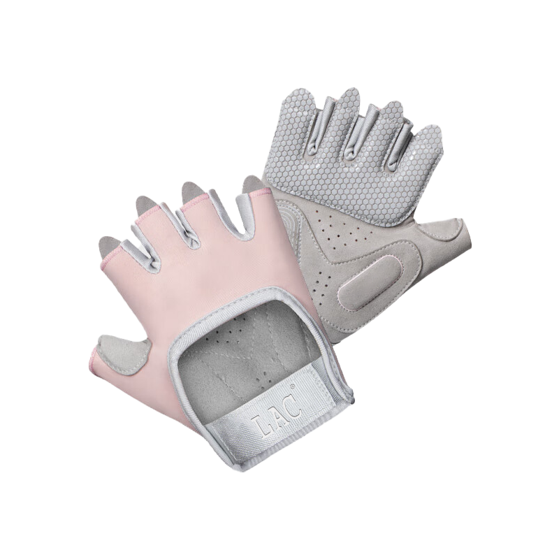 Duweike Women's Fitness Gloves Sports Cycling Half Finger Pull-up Dumbbell Training Equipment Kettlebell Anti-slip Anti-callus Pink Gray S