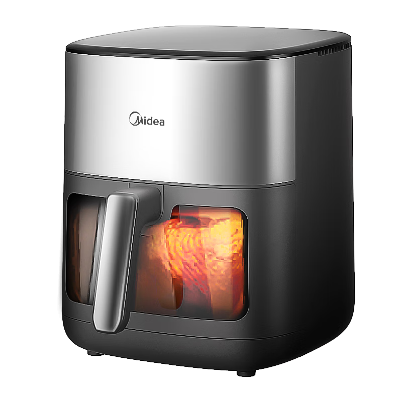 Midea Air Fryer with Steam And Bake Functions, Metal Interior, Multi-Functional No-Flip Design, Visible Window, Dual Heating Sources, Upper And Lower, 6.5L Large Capacity KZC6516