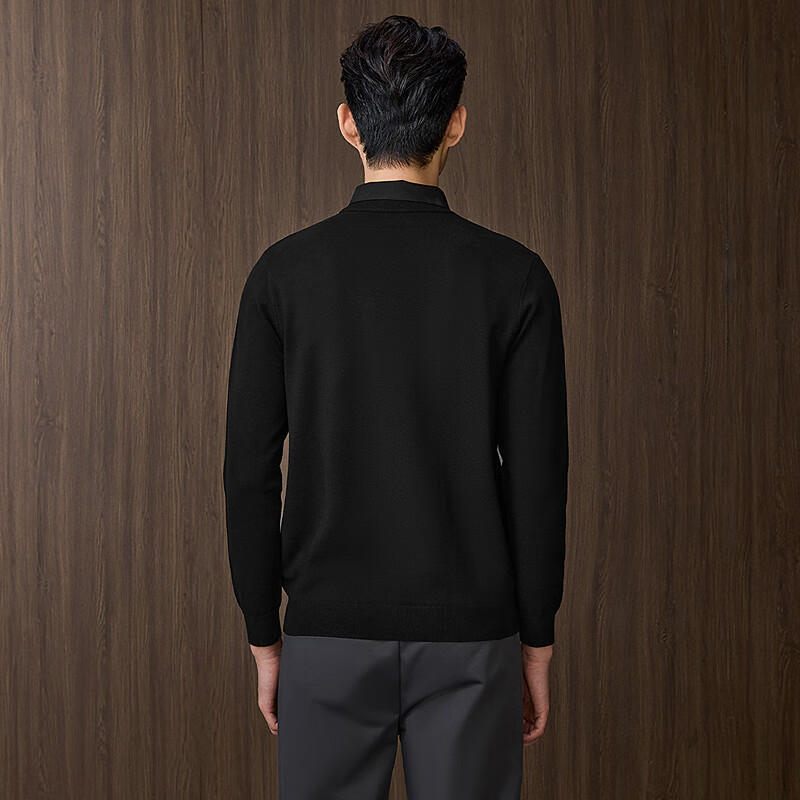 HLAHLA Men's Long Sleeve Knitwear Autumn 2025 Fake Two-Piece Business Soft Sweater