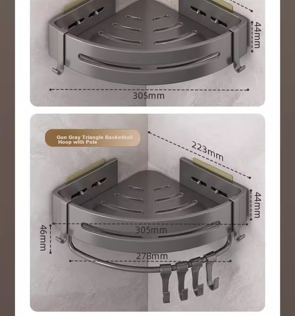 Baihan Bathroom Storage Rack, Triangle Shelf without Drilling, Wall-Mounted Hooks for Toilet And Washroom, Corner Shelf 11