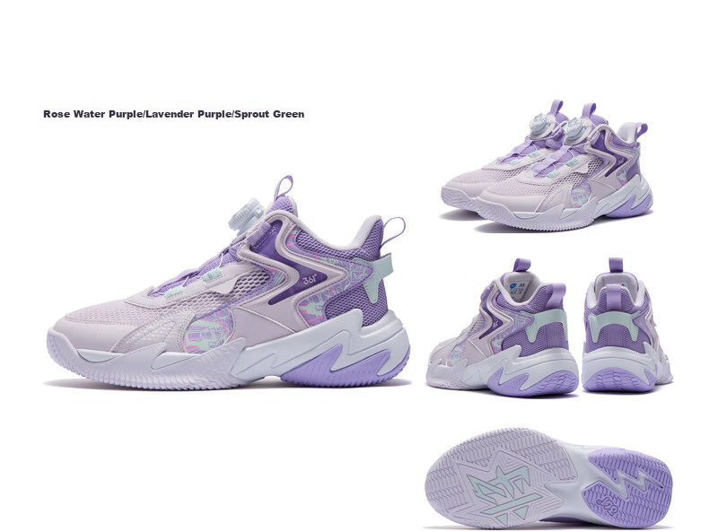 361° Children's Sports Shoes, All-Season Youth Basketball Shoes, Durable Training Sneakers with Rotary Buckle, Blue, Size 35 38