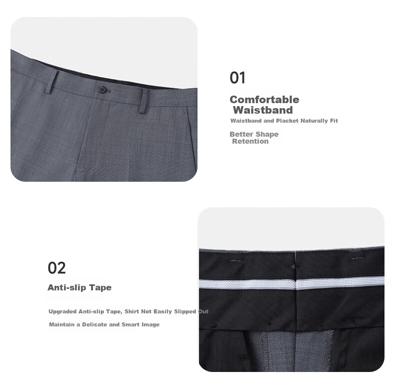 Goldlion [Ziyoux] Spring And Summer Men's Dress Pants, Machine Washable, Wool, Easy-Care Formal Trousers, Gray, Size 34 20