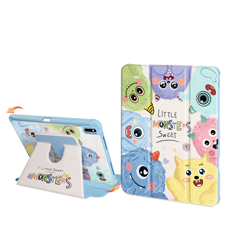Asva Huawei MatePad Pro 10.8 Inch Case 360-Degree Rotatable with Pen Slot Cartoon Double-Sided Painted Tri-Fold Stand