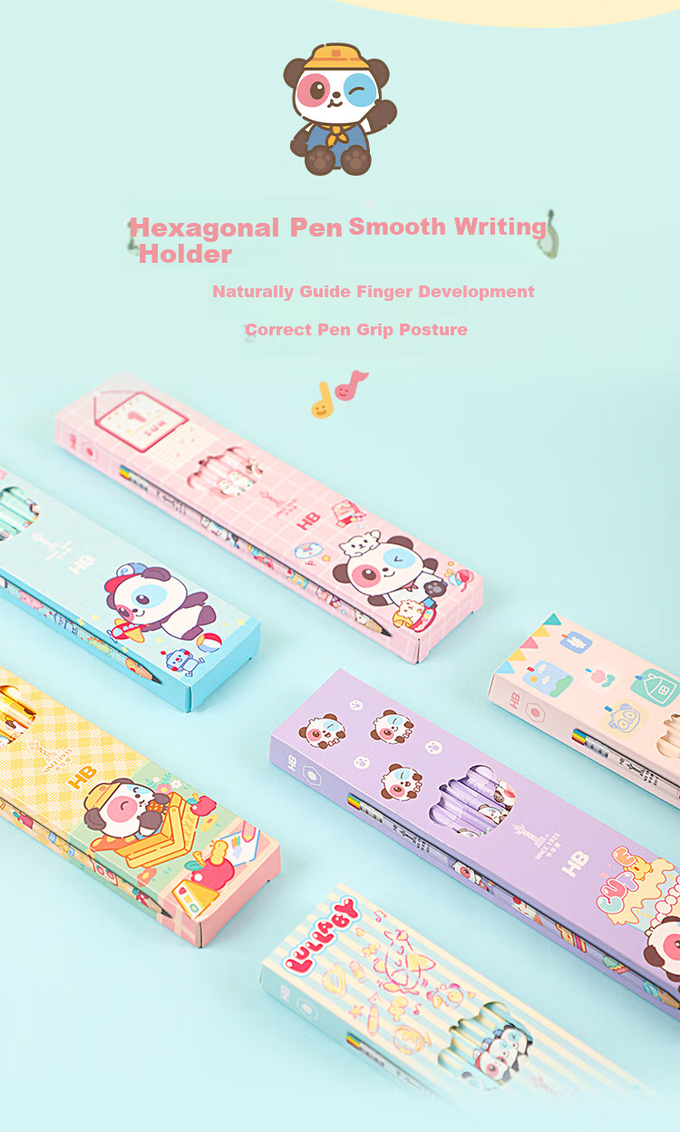 [Back to School Essential] Zhonghua Da Series Hexagonal Children's Writing Pencil, Art Drawing Student Office HB Pencil with Rainbow Eraser Tip, 6201-4 HB, 12 Pieces/box 7
