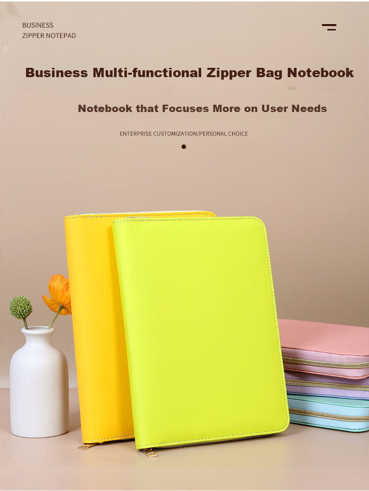 Weimei A5 Business Loose-Leaf Notebook, Multifunctional Zipper Notebook with Detachable Refillable Pages, 25K Simple Meeting Record Book, Work Diary, Customizable 1
