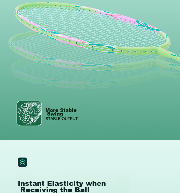 Yodiman Badminton Racket, Full Carbon Ultra-Light 8U Training Racket, Single Racket in Fresh Green (Pre-Strung 25 Lbs) 8
