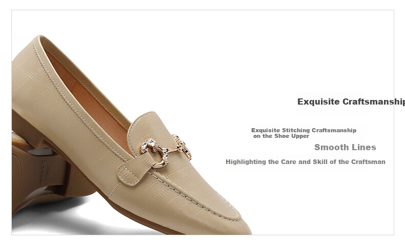 Belle Sheepskin British Style Loafers, Flat Heel Peas Shoes for Women, Spring And Summer Small Leather Shoes, Retro Flats A7H1D, Apricot Color, Size 34 8
