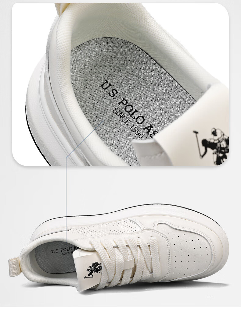 U.S. POLO ASSN. Men's Shoes, Spring And Summer New Style Breathable White Sneakers, Outdoor Casual Shoes for Men, Soft-Soled Lightweight Skateboard Shoes for Me 13