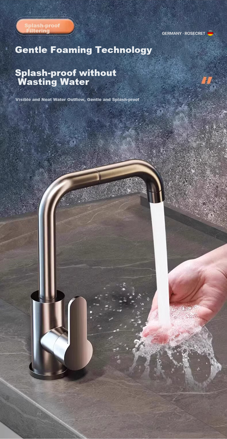 Rosecret 【Germany】Extra Thick Stainless Steel Basin Faucet High Polish Household Bathroom Hot and Cold Wash Basin Faucet MPLT 12