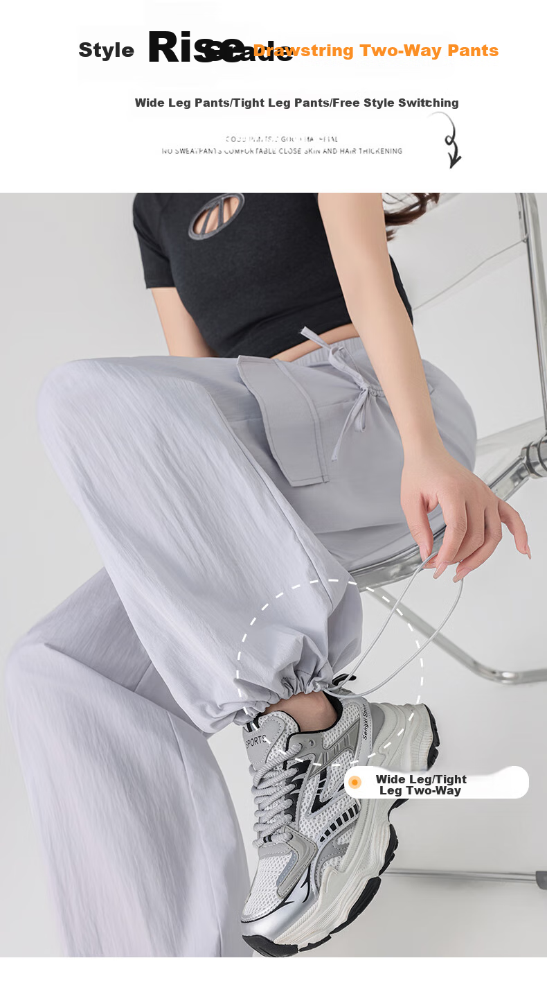 LangSha Women's Cargo Pants with Drawstring for Petite Figures, Lightweight Summer 2025 Butterfly Bow Casual Quick-Dry Trousers Paratrooper Pants 10
