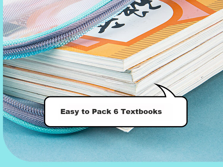 GuangBo L-Shaped Transparent Mesh Tutoring Bag, Subject Bag, Three-Layer A4 File Folder, Student Exam Paper Storage Zipper Bag, Stationery Bag, A08010 4