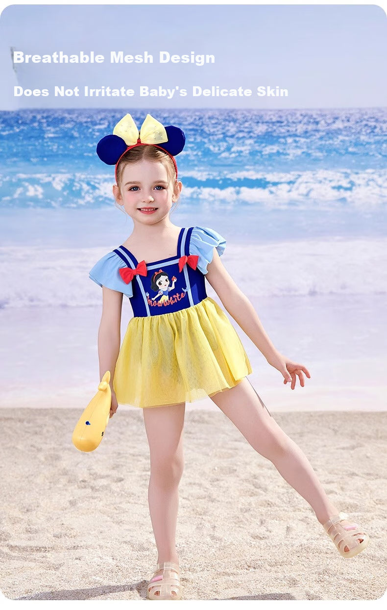 Dishini Girls' One-Piece Swimsuit for Children 3-6 Years Old, Class A Swimming Costume D35032 Yellow 110 3