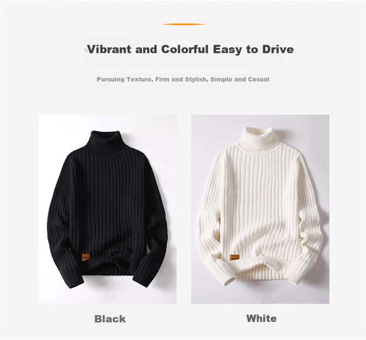JEEP Men's Sweater, Autumn And Winter Turtleneck Knit Sweater, Men's Warm Top, Men's Base Layer, Black, 3XL 4