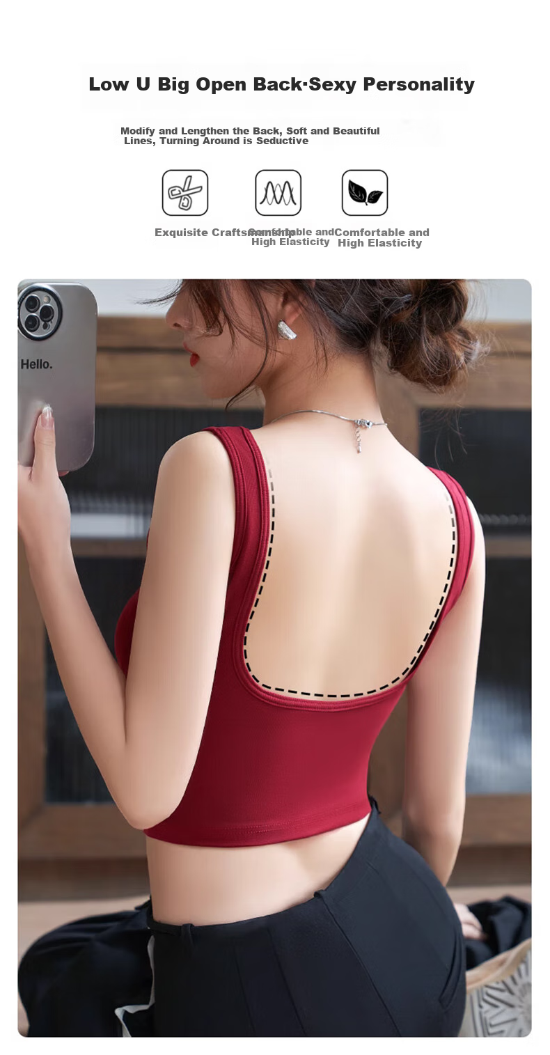 LangSha Women's Camisole Tank Top, Spring/summer 2026 New Style, Pure Cotton with Built-In Bra Pads, Beautiful Back Design, Suitable for Inner Wear Or Outer Wear As A Base Layer Top 5