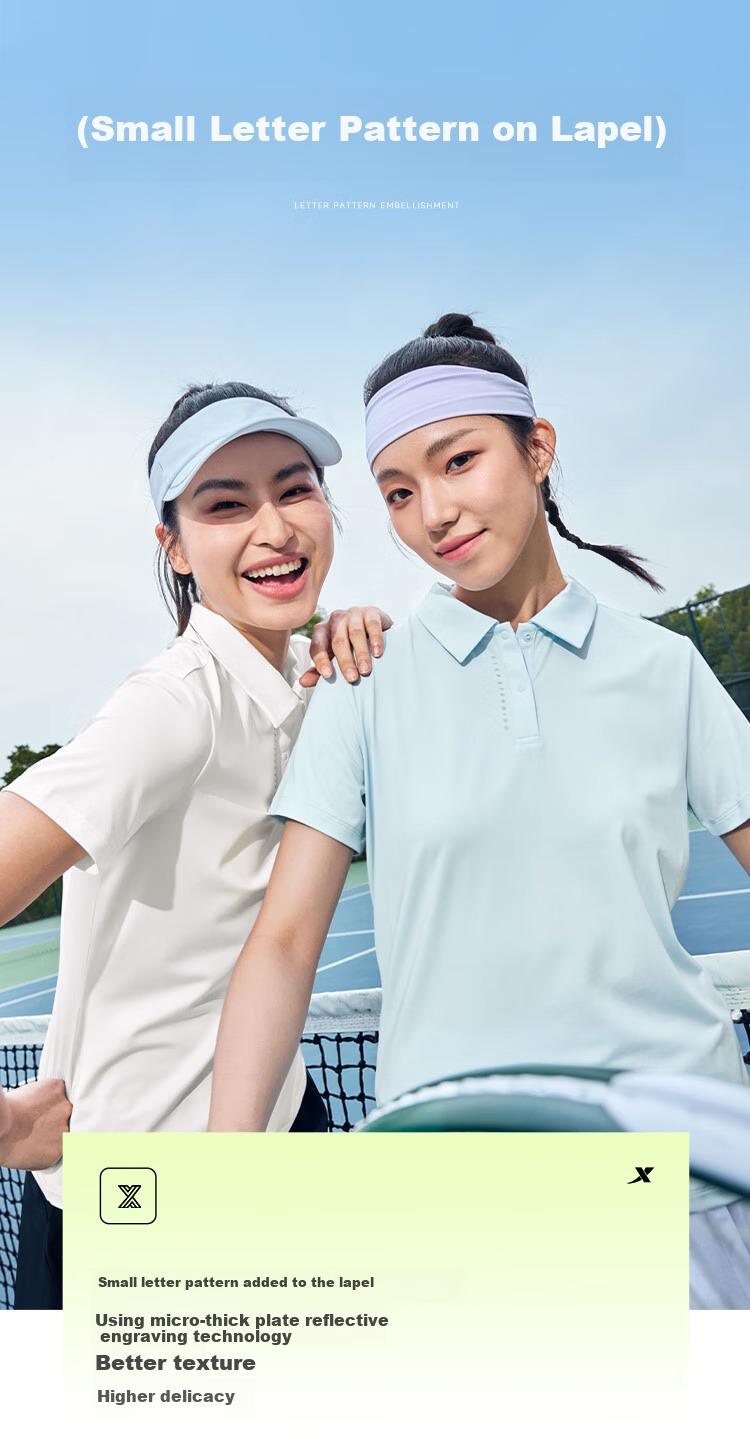 XTEP Women's Quick-Dry Short Sleeve Polo Shirt Summer Training Badminton Yoga Sports Top with Set-In Shoulder and Turn-Down Collar 7