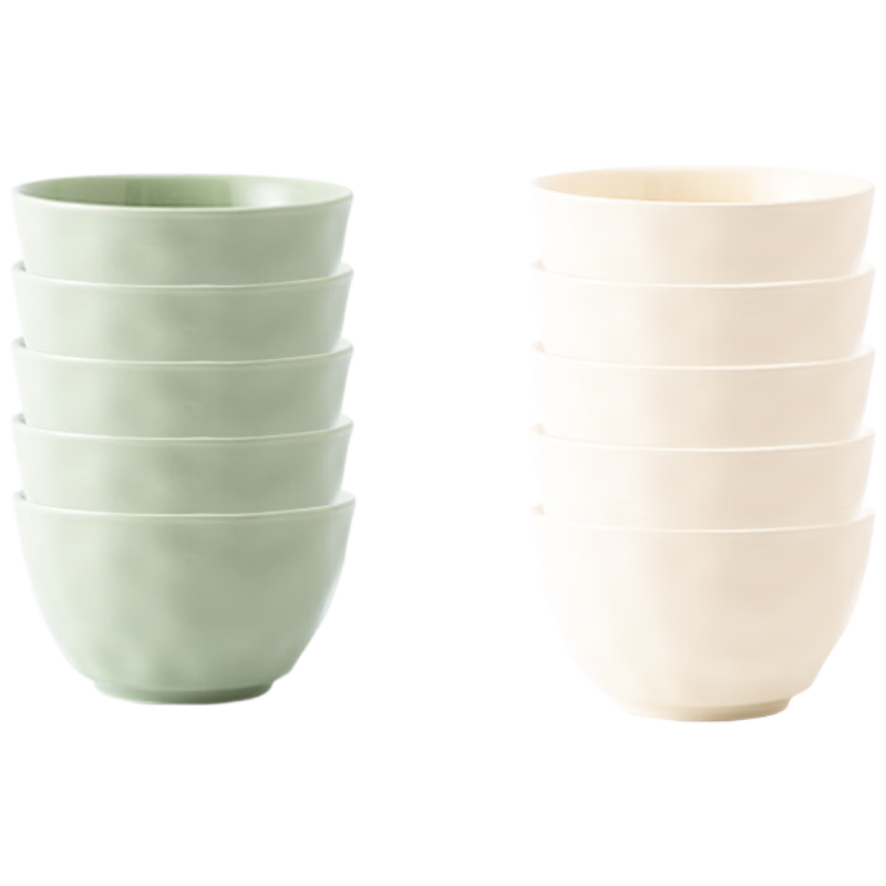 Haoya Underglaze Ceramic Bowl Set, Ceramic Rice Bowls, Tableware, Cream-Colored Mixed Colors, 4.5-Inch Rice Bowls, Set of 8