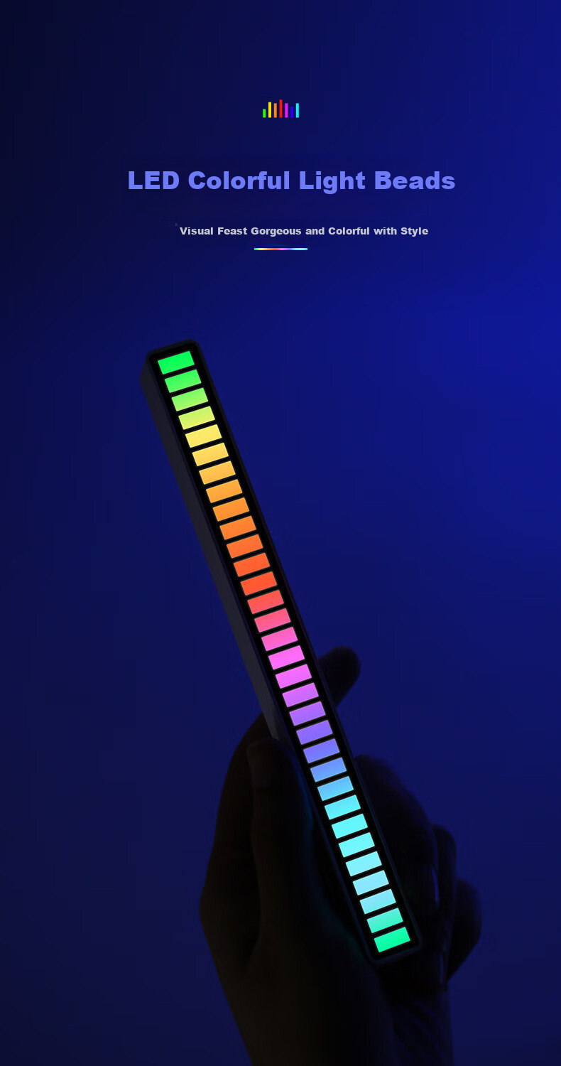 Dijialun Car Interior Ambient Light RGB Sound-Picking Car Audio-Controlled Music Rhythm Light Computer Desktop Decoration, White 6