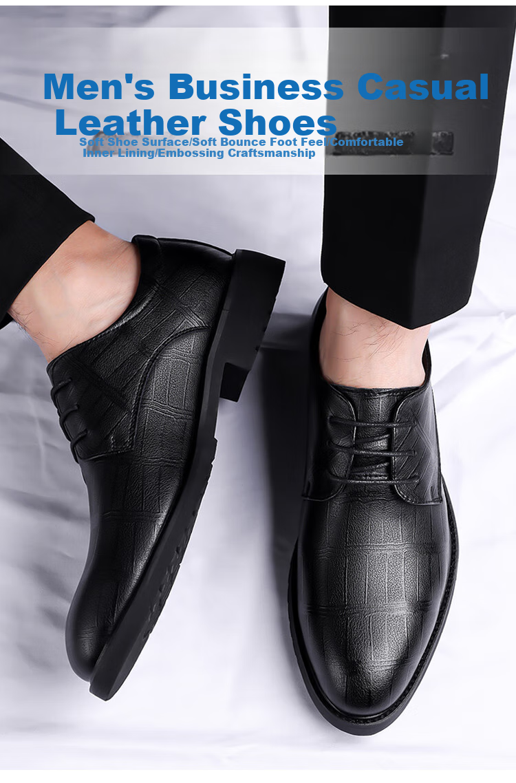 Poitulas Men's Lace-Up Business Casual Shoes, Comfortable Versatile Formal Shoes, Trendy Wedding Shoes for Men, 6888 Black, Size 42 1