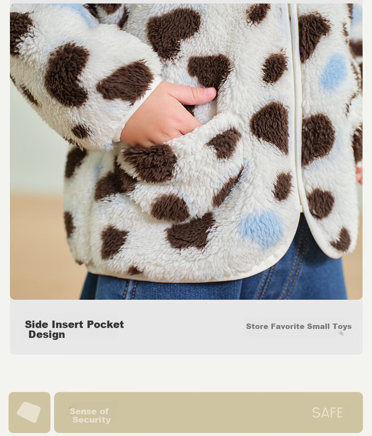 BALABALA Children's Outerwear, Boys And Girls Autumn And Winter Clothing, Baby Coral Fleece Warm Thickened Cute Toddler Jacket Fashio 3