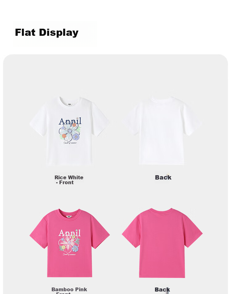 Annil Girls' Round Neck Short-Sleeve T-Shirt, 2025 Summer New Style, Breathable And Fashionable 9