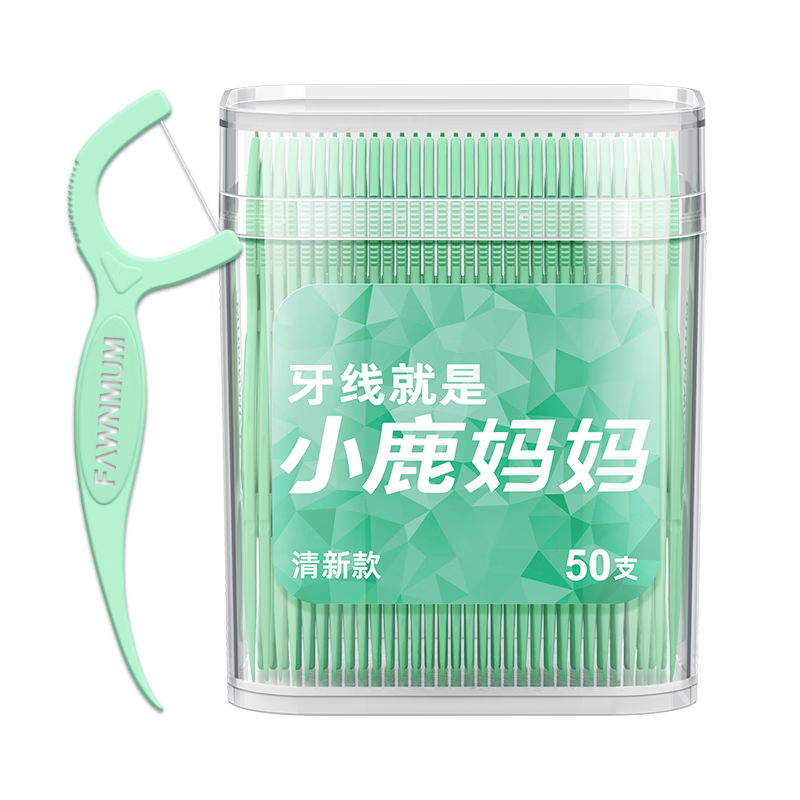 FAWNMUM Fresh Dental Floss Picks, Ultra-Thin Family Pack, 50 Pieces/box * 2 Boxes, Total 100 Pieces