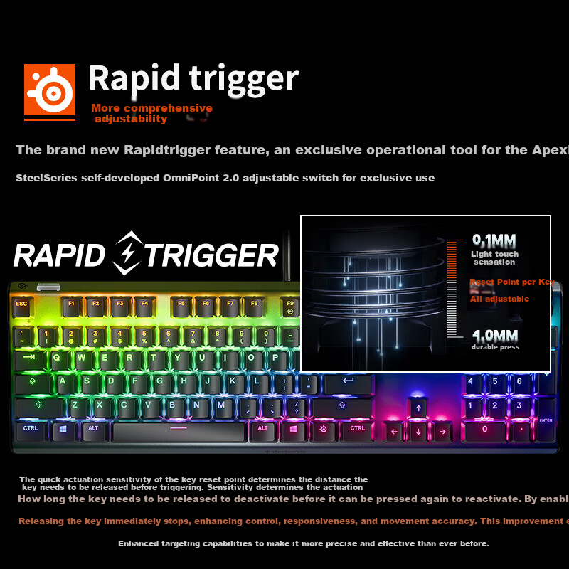 Игровая механическая клавиатура SteelSeries Apex Pro Mini, проводная, 61 клавиша, магнитные переключатели, RGB-подсветка