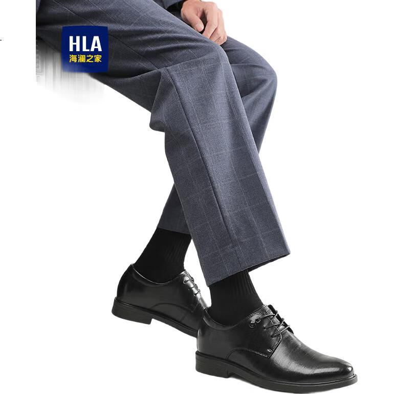 Мужские туфли HLA, кожаные, деловые, повседневные, для осени и зимы, классические, увеличивающие рост, модель H164/H172, размер 38, черный