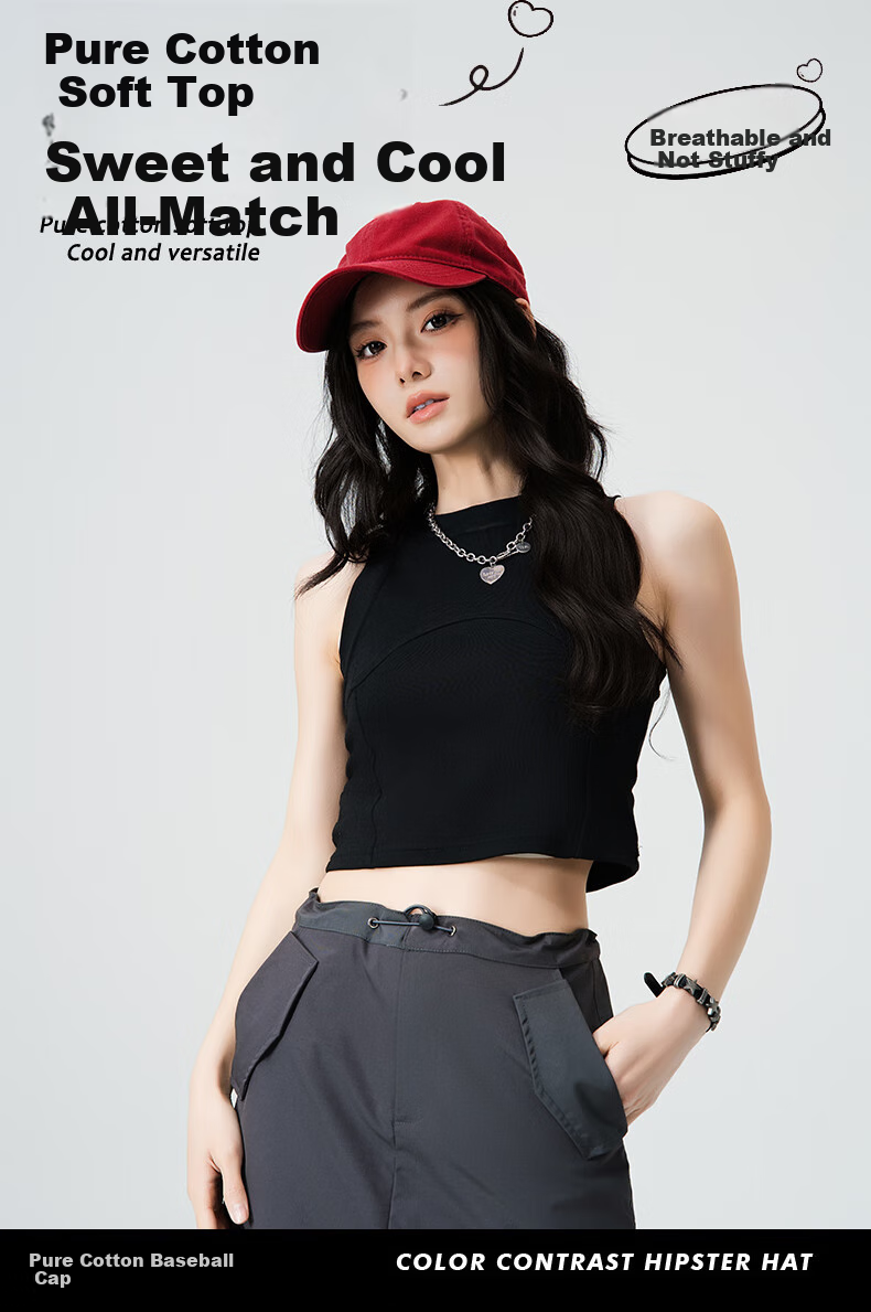 MMOPTOP Washable Solid Color Baseball Cap for Women, All-Season Soft Top Pure Cotton Sun Protection Visor Cap for Men, Sunshade Face-Slimming Cap 1