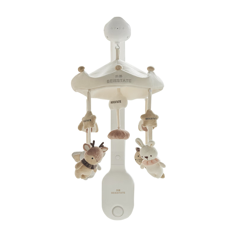 BEIE BEIESTATE Fabric Hanging Musical Rotating Crib Mobile Animal Park Rechargeable Newborn Baby Gift