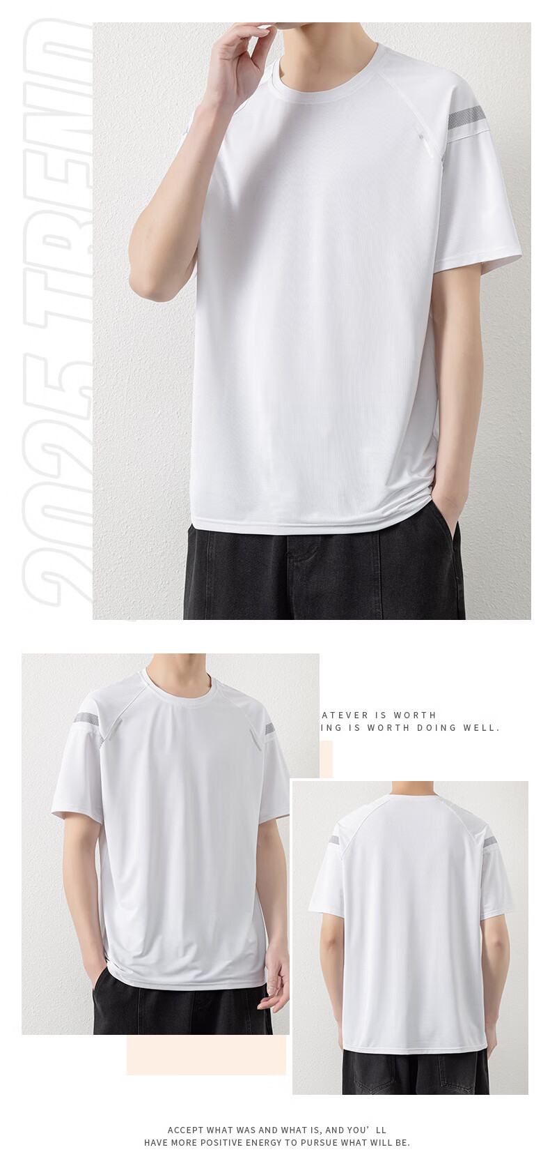 ROMON Men's Short Sleeve T-Shirt Summer Thin Loose Casual Ice Silk Cooling Sports Quick-Dry Base Shirt 8204 Silver Gray 3XL 8
