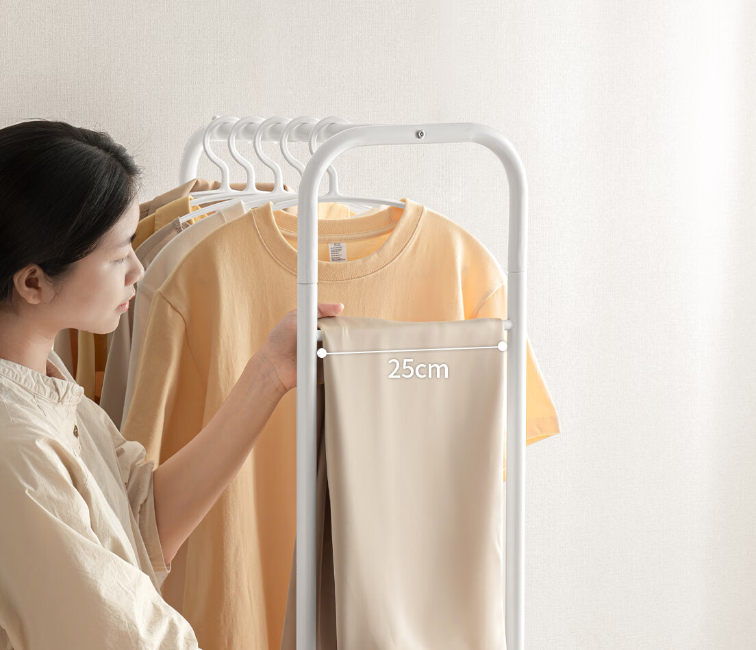 Lanjiaoluo Floor-Standing Clothes Rack, Bedroom Storage with Wheels, Hooks, 80*40*160cm, Mobile And Thickened 9