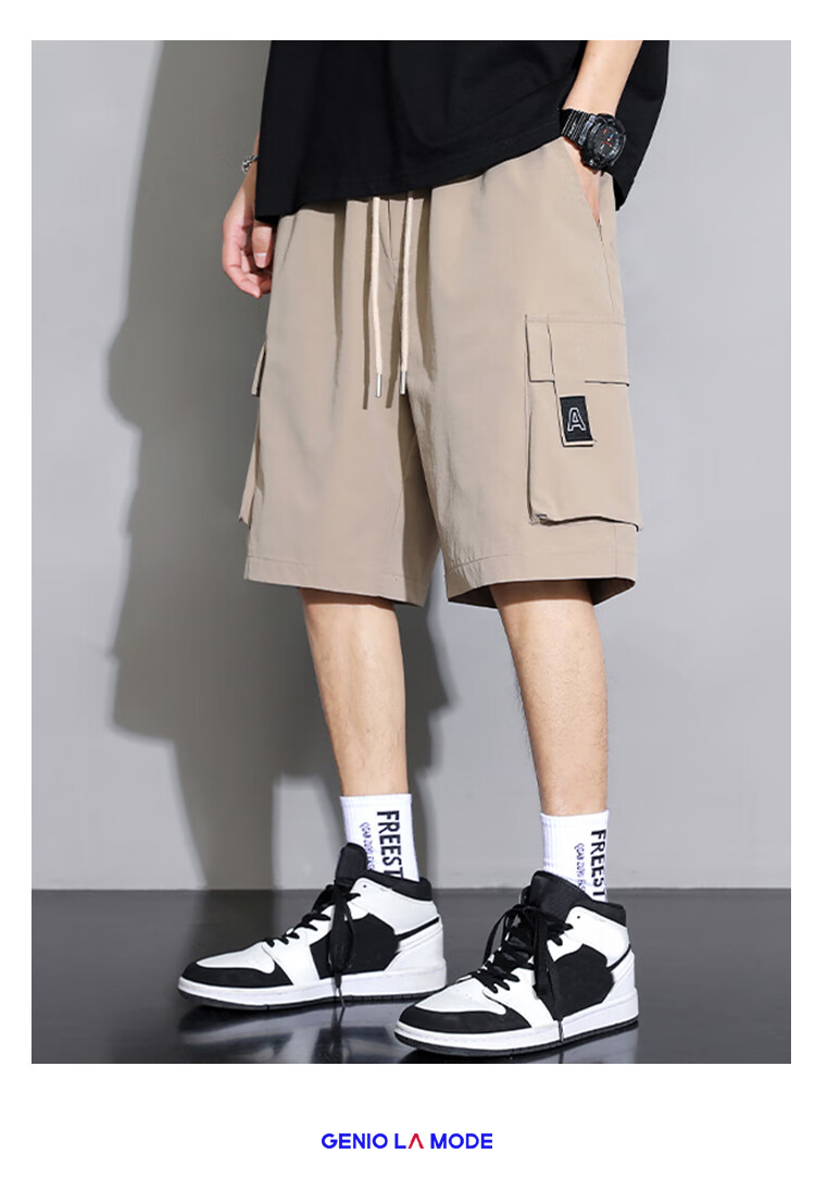 GENIOLAMODE Men's Cargo Shorts, Summer Casual Loose-Fit Five-Point Pants, Trendy Mid-Length Shorts for Young Men And Beach Wear 3