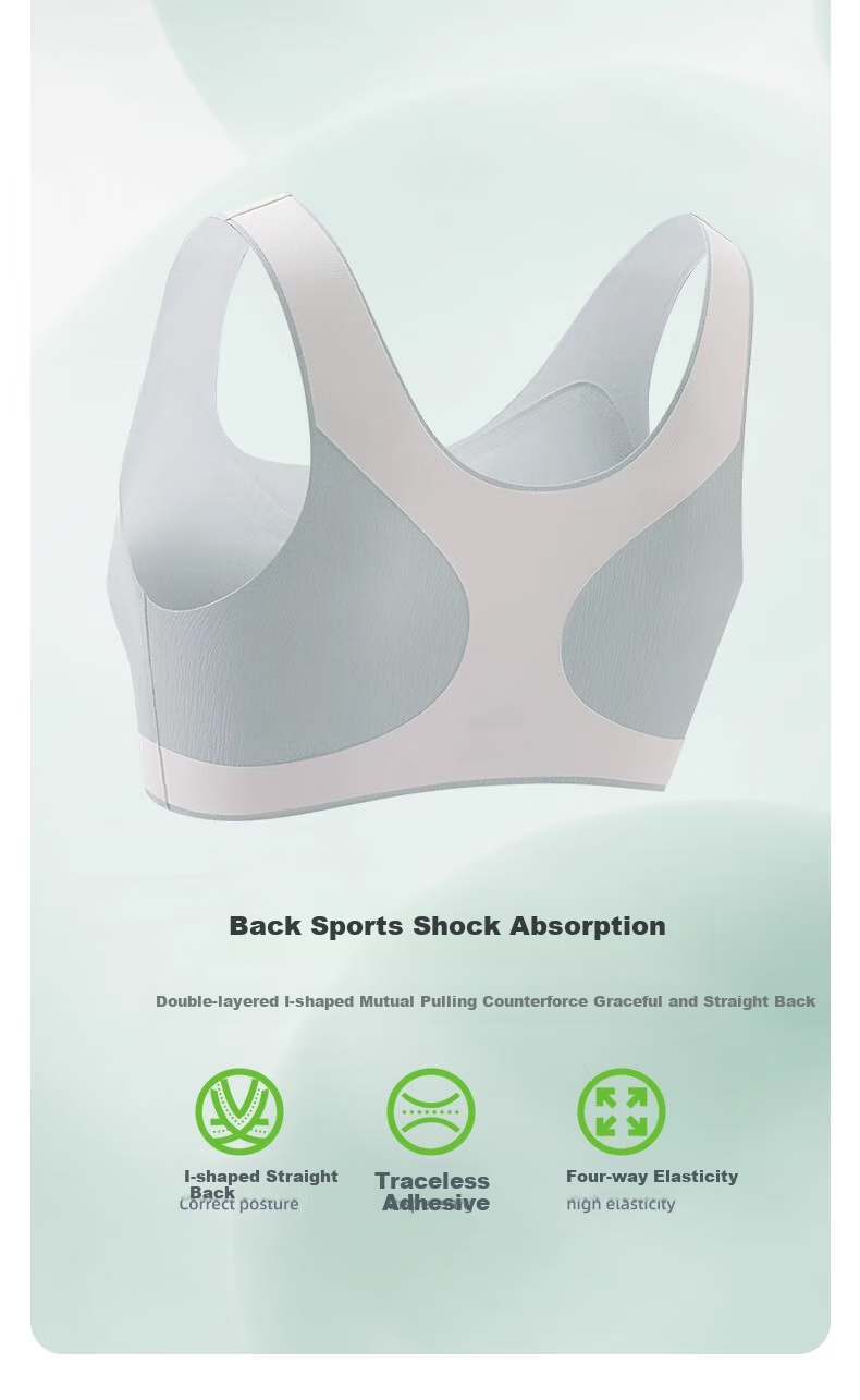 GUJIN 2-Pack Girls' Bra, Spring And Summer Seamless, for Middle And High School Students in Puberty, Underwire Bra, Posture-Correcting, Shock-Absorbing, Thin Sports Bra, L 4